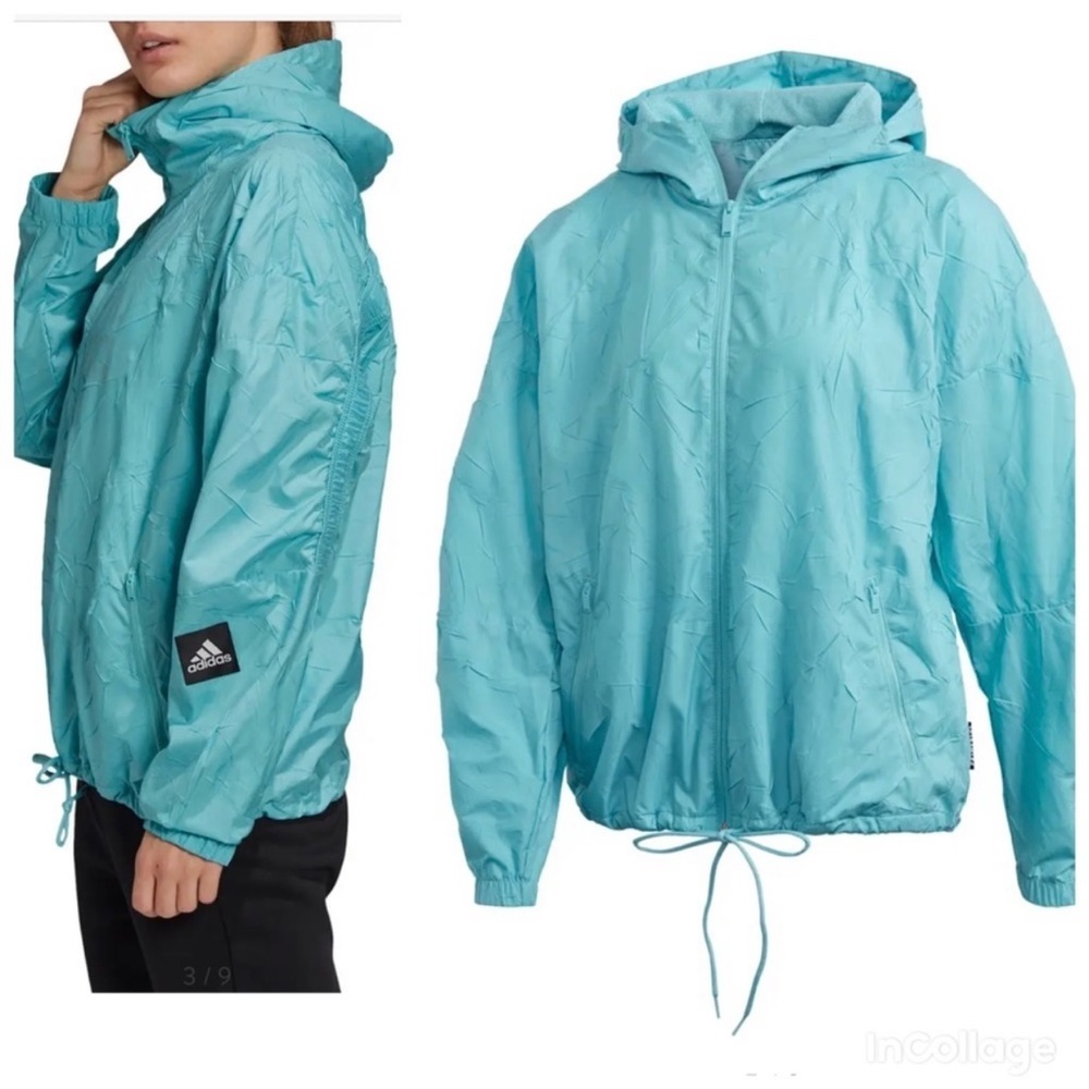 Adidas W.N.D Womens Hooded Jacket Blue Spirit Sz‎ M